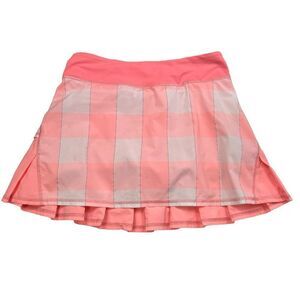 Lululemon Run Pace Setter Skirt Gros Gingham Bleached Coral Size 4